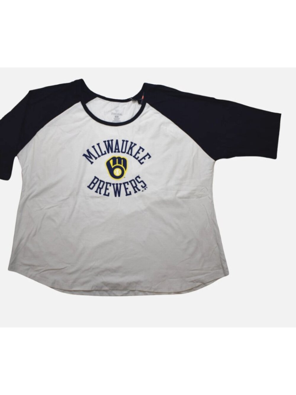 Fanatics Womens Plus Size MLB Milwaukee Brewers Baseball Raglan Shirt New 1X-4X - Picture 2 of 5